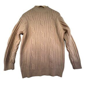 Valerie Stevens 100% Lambswool Fisherman Cable Knit Tunic Sweater L Pale Pink
